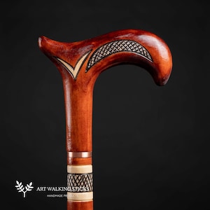 Designer Walking Cane for Ladies Rose, Flower Wooden Walking Stick Wood Hand Crafted - With rubber tip Valentine&#39;s Day Gifts