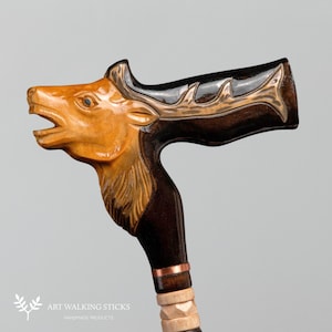 Red Deer Hand Carved Walking Cane Pimp Walking Sticks, Fashion Stylish Cane for Men Gentleman&#39;s