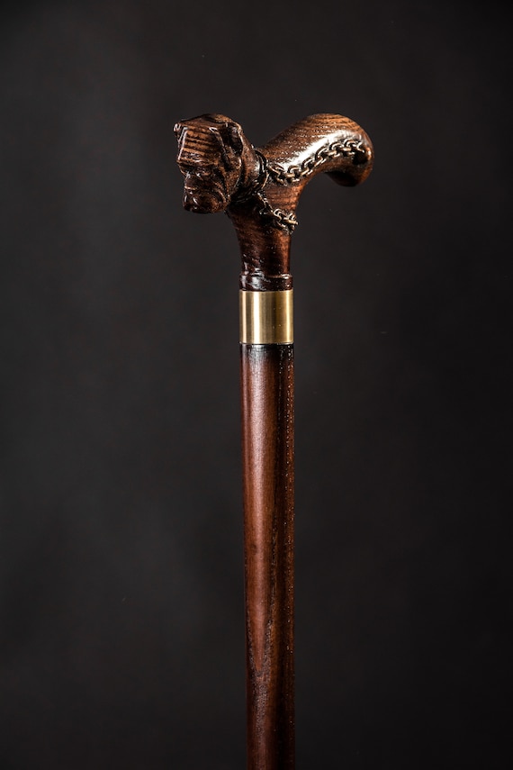Vip Dog Walking Stick Cane Wood Hand Carved Hiking Wooden Sticks