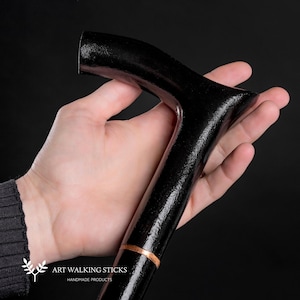 Elegant Walking Stick For Women Black, Mom, Grandma - Ladies, Crafted Handle Pretty Wooden Walking Cane - Gift for Mom