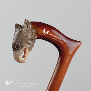 Handmade Eagle Walking Cane with Intricate Carvings - Unique Artisan Piece