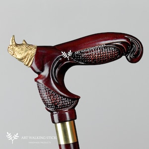 Rhinoceros Walking Cane for Men Fashionable Design Wooden Walking Sticks for Gift
