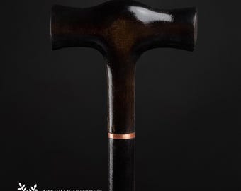 Handle Men's Black Hardwood Walking Cane 'T' Valentine's Day Gifts