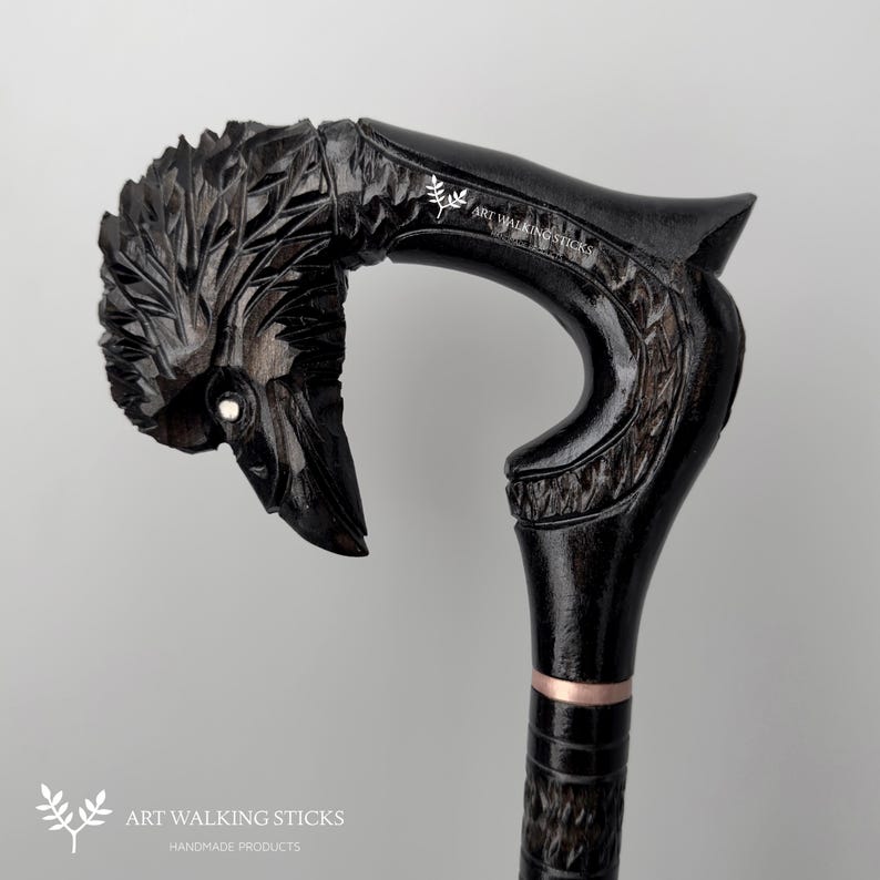 Modern Crazy Wooden Raven Walking Rod med kråkdesign för män och kvinnor bild 4