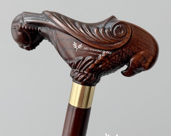 Fashionable Eagle Wooden Walking Cane – Victorian Style with Comfortable Handle Grip