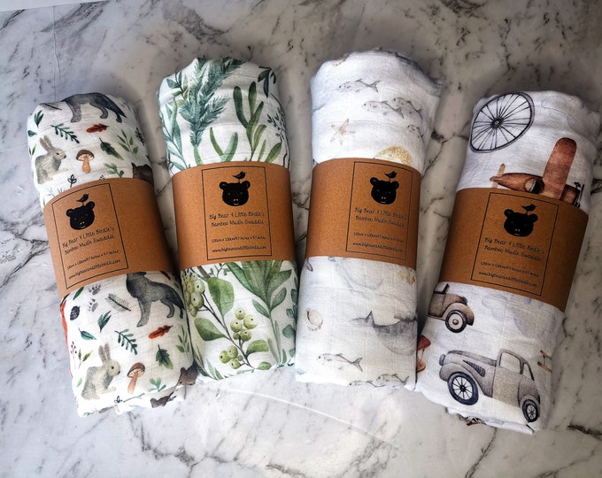 Beautiful Organic Bamboo & GOTS Cotton Muslin Wraps