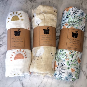 Muslin Wraps, Baby Swaddle, Dummy Clip, Nursing Cover, Breastfeeding Blanket, Pram Baby Blankets, Boho Scandinavian, Neutral Colours