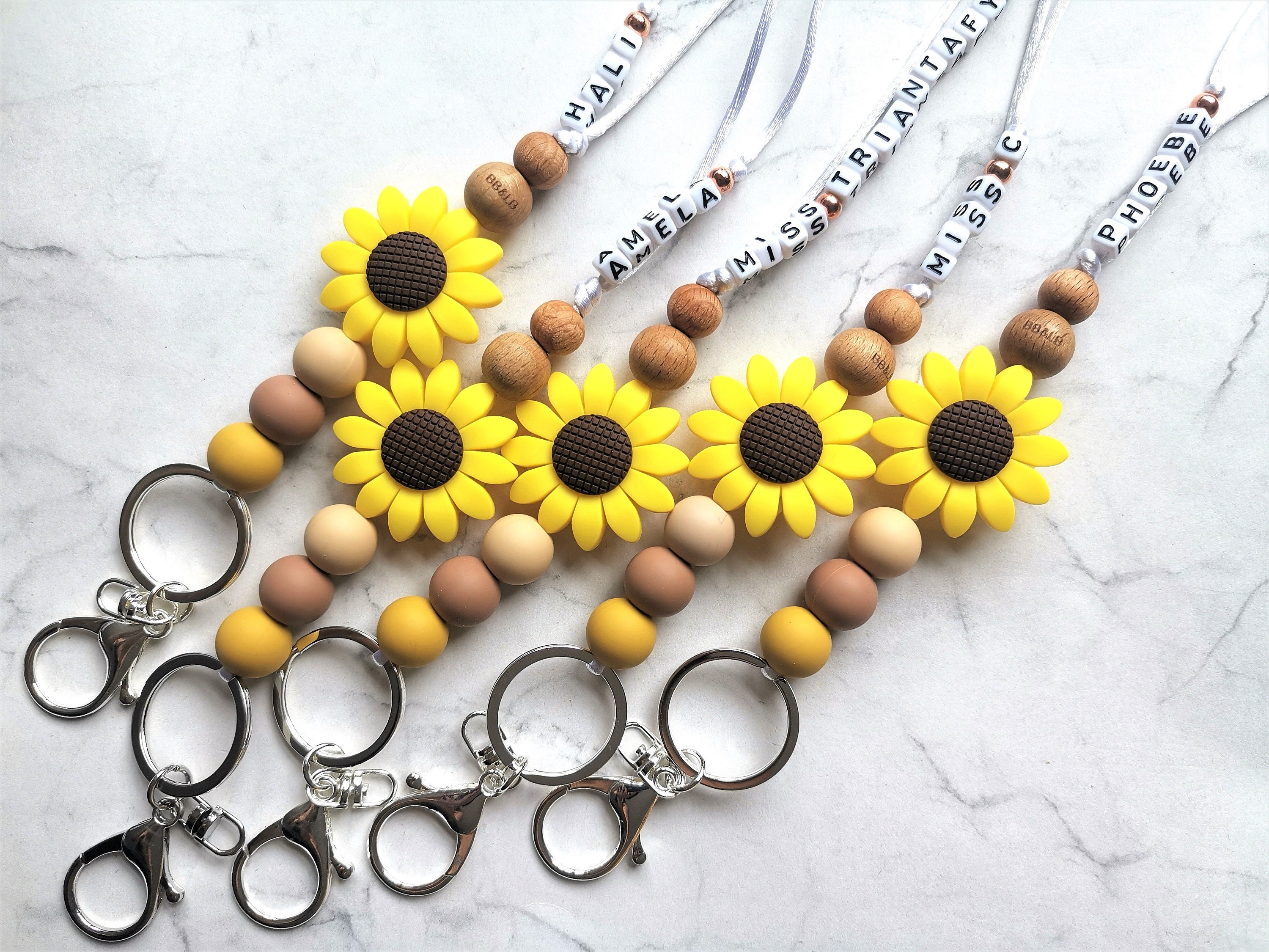 Boho Sunflower lanyard Teacher/Business Lanyard Personalised Etsy