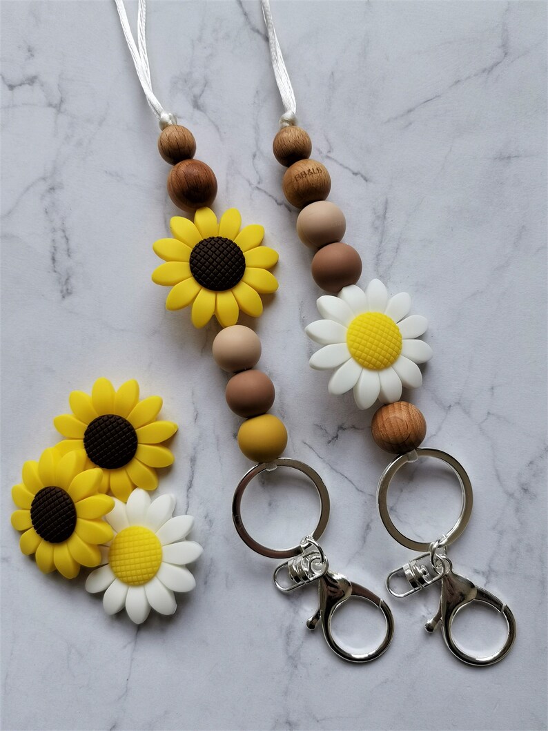 Sunflower lanyard Teacher Lanyard Personalised Boho Etsy
