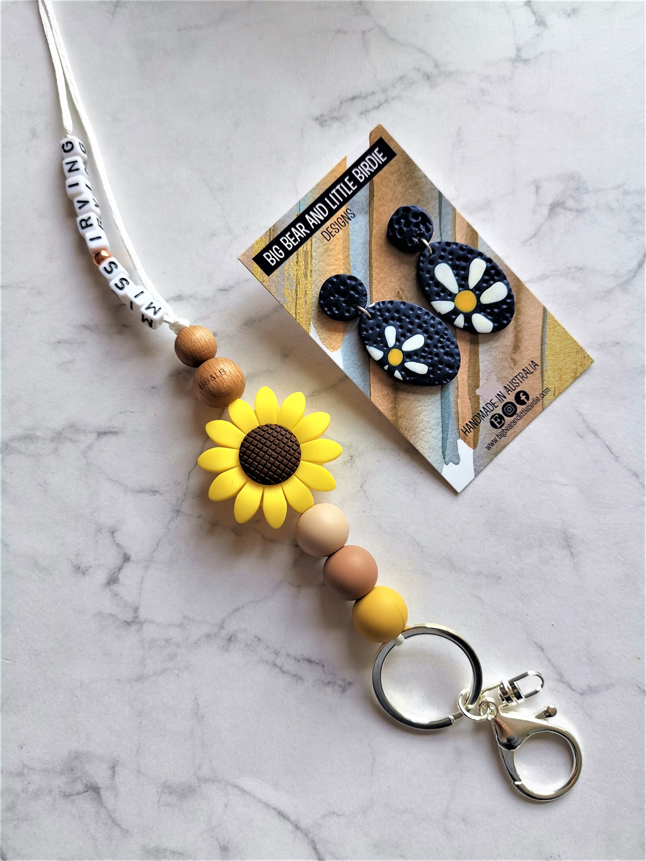 Boho Sunflower lanyard Teacher/Business Lanyard Personalised Etsy