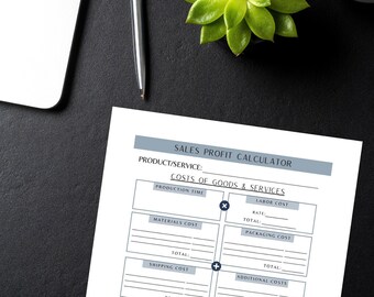 Plantilla de calculadora de ganancias - Descarga instantánea e imprimible - PDF