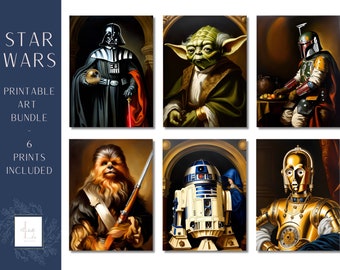 Láminas artísticas victorianas de Star Wars: Decoración única para fans del cine (descarga digital)