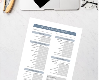 Plantilla de presupuesto empresarial mensual - Descarga instantánea e imprimible - PDF