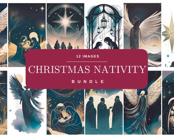 Láminas de belenes navideños / Arte festivo de temporada / Decoración de pared de galería / Descarga digital