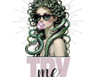 Medusa "Pruébame" SVG: Archivo de corte Cricut - Sublimación (Descarga digital)