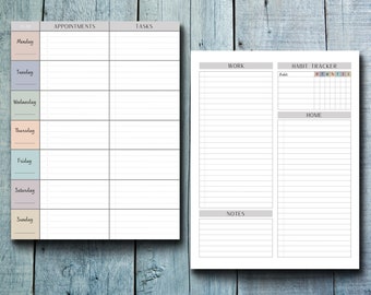 Planificador semanal imprimible sin fecha – EDITABLE Semana en 2 páginas (Descarga digital)