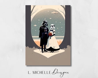 Impresión de boda de un soldado de asalto de Darth Vader: Arte mural de Star Wars (descarga digital)
