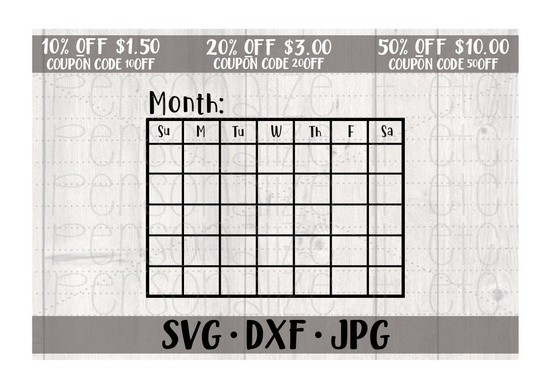 Download Calendar svg file Month Of svg instant download Use with ...
