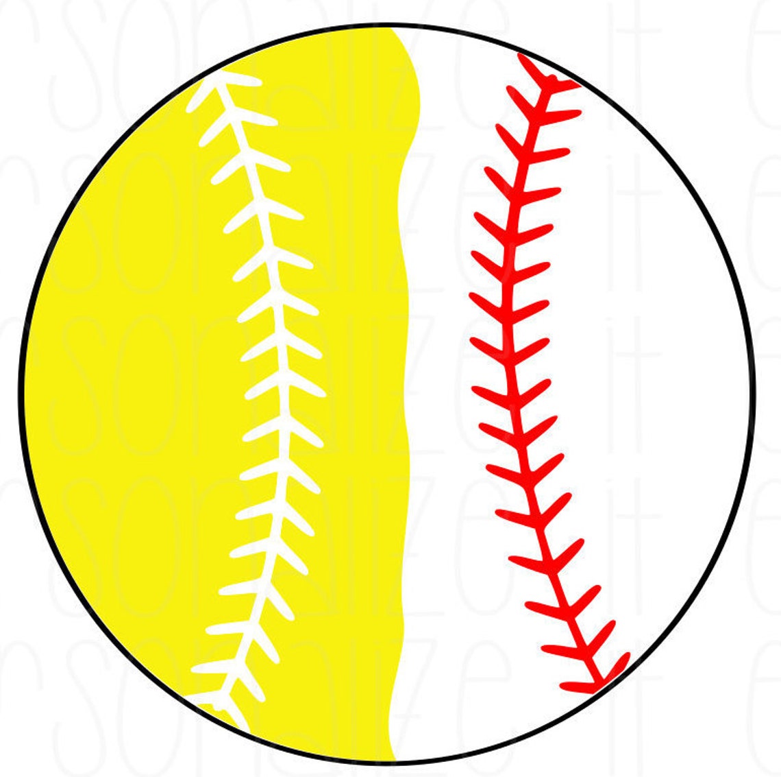Baseball Softball Split svg file Baseball svg instant Etsy