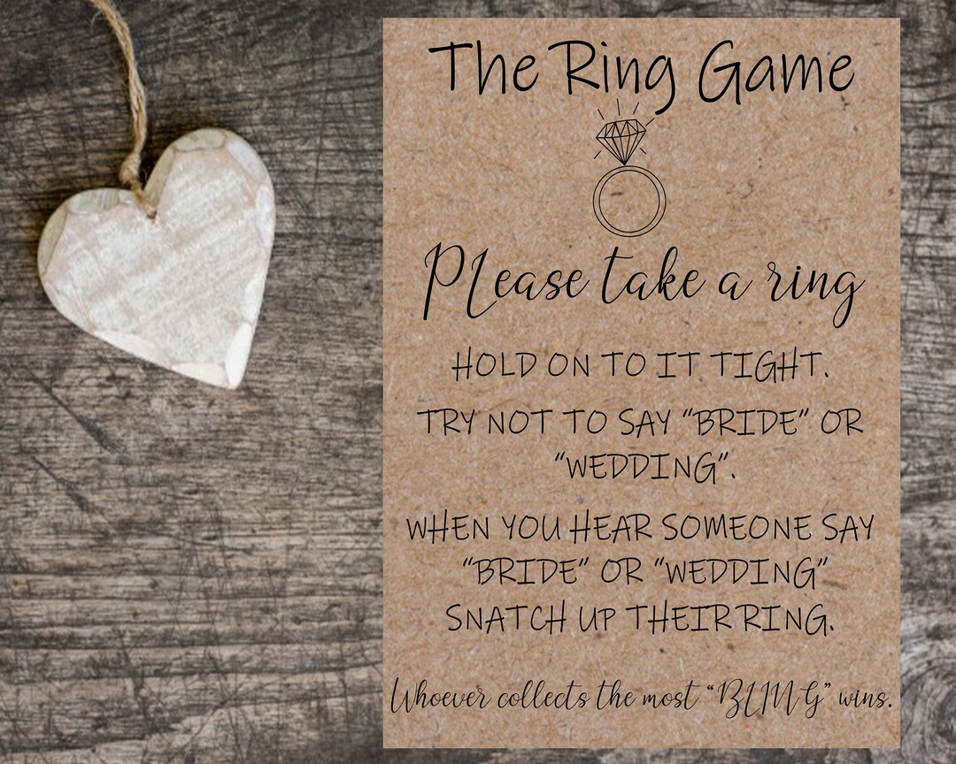 The Ring Game Bridal Shower Games Printable Rustic Bridal - Etsy