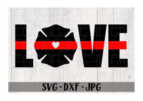 Red Line Love Svg File Firefighter Love Svg Instant Download Etsy