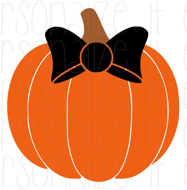 Halloween Pumpkin With Bow SVG Halloween Instant Download Etsy