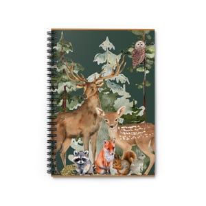 Nature-Inspired Spiral Notebook - Forest Animals Art, Eco-Friendly Journaling, Wildlife Lovers Gift, Stationery for Nature enthusiasts,