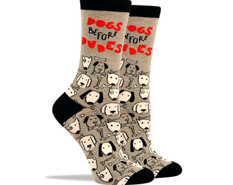 Dogs Before Dudes Patches and Pins Women Socks