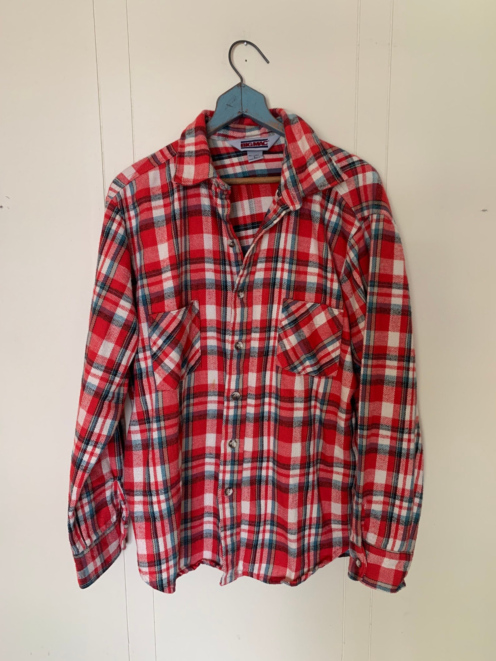 Vtg BIGMAC mens lumberjack red plaid flannel L | Etsy