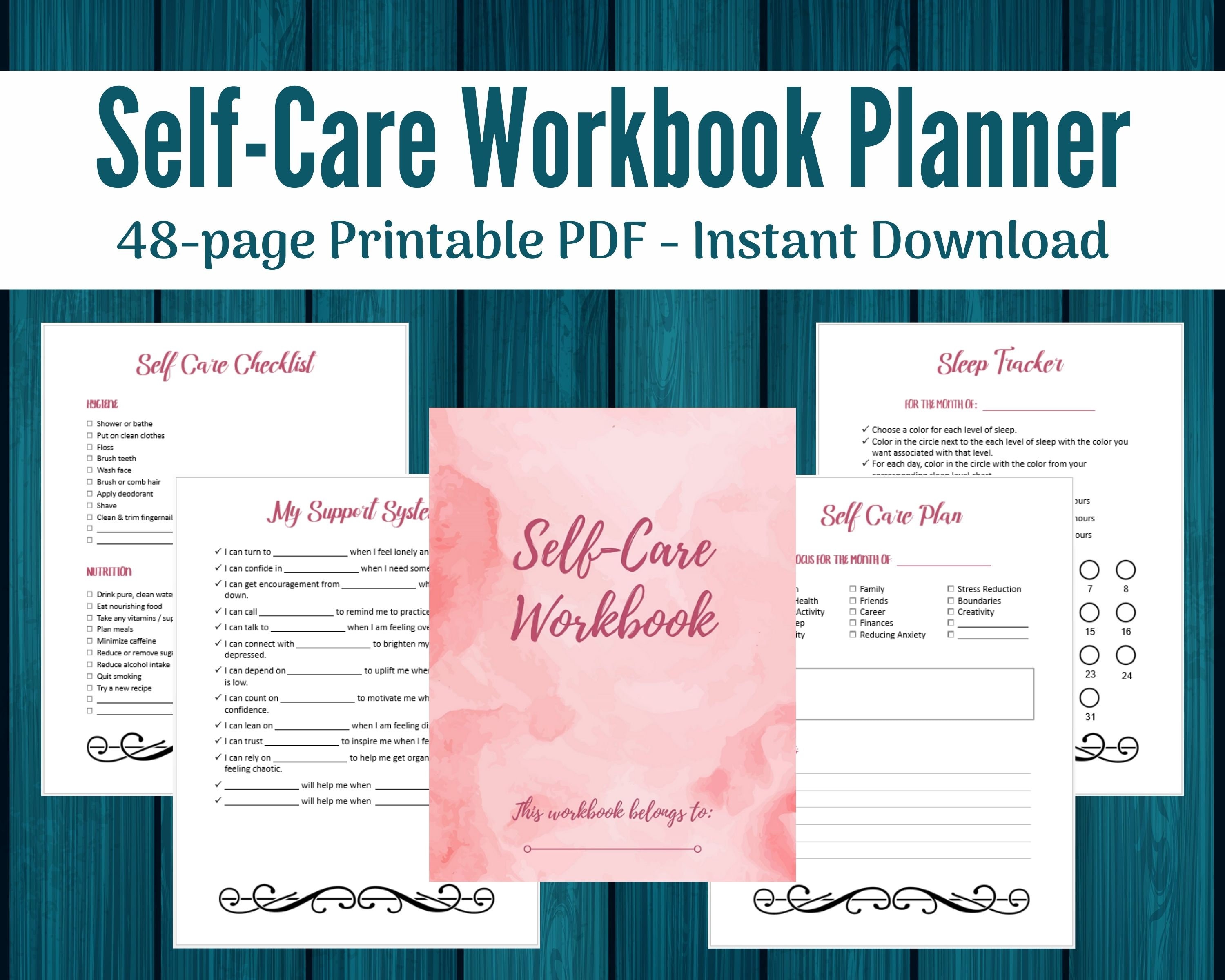 Self Care Workbook Planner Printable Pdf 8 5x11 Letter Size 48 Pages Self Care Workbook Planner Printable Pdf 8 5x11 Letter Size 48 Pages