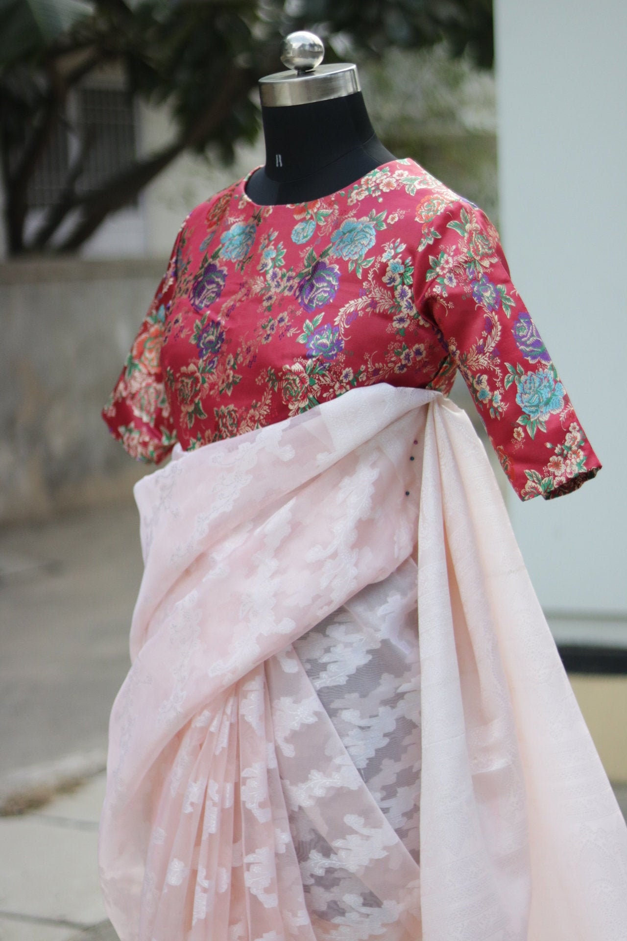 silk brocade blouse material