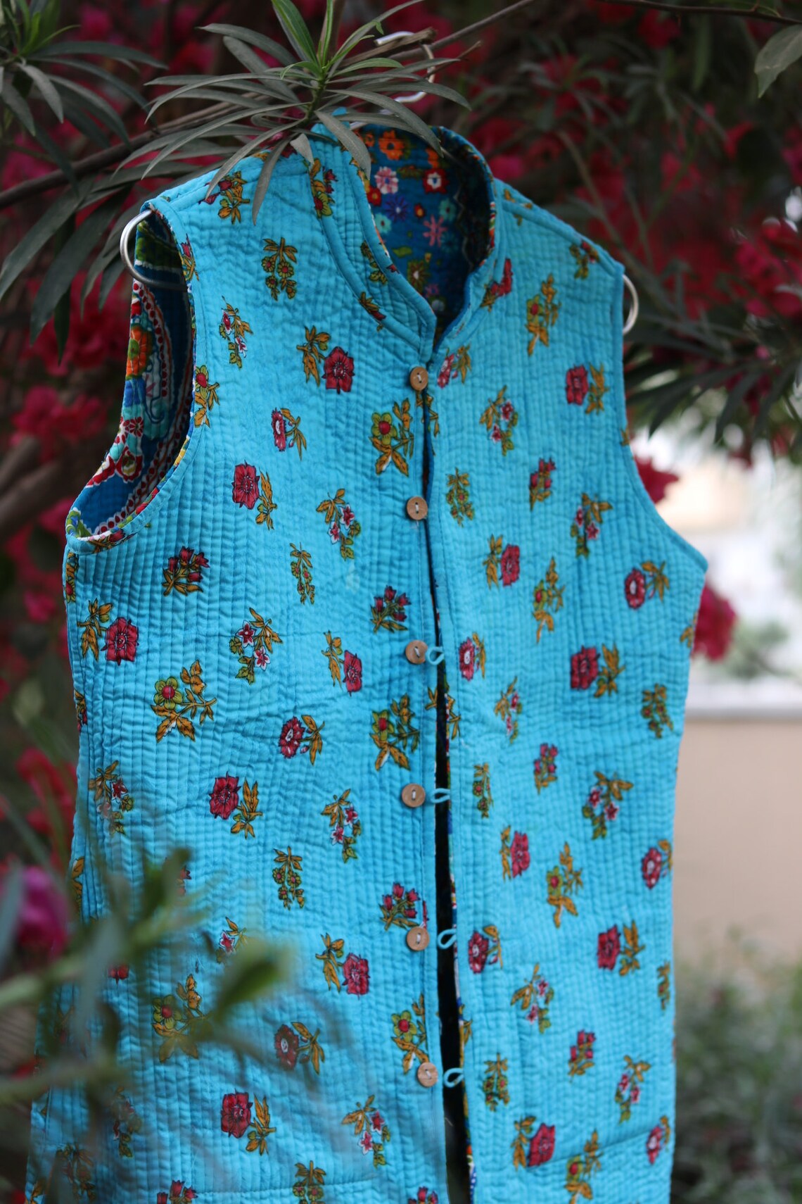 Women's Ethnic Gilet Coat cotton Blue Vest Jaipuri Etsy