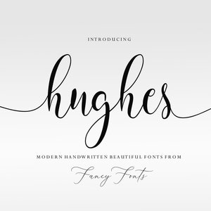 Hughes Cursive Font: Modern Swirly Alphabet (Digital Download)