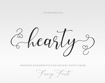 Hearty Script フォント、結婚式招待状フォント（TTF、デジタルダウンロード）