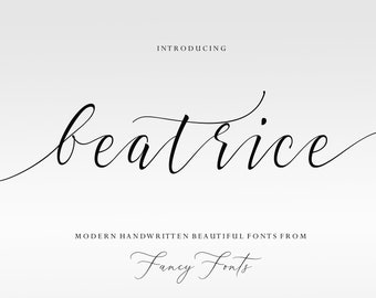 Beatrice Script Font: Modern Calligraphy Font with Tails (Digital Download)