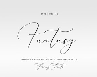Fantasielettertype: modern kalligrafielettertype met staart (digitale download)
