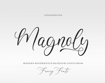 Magnoly-lettertype: modern kalligrafielettertype met staart (digitale download)