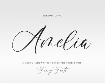 Amelia Calligraphy Font: Handwritten Script for Cricut (TTF Digital ...
