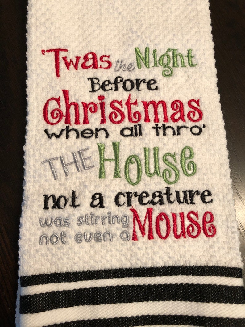Twas the Night Before Christmas Mouse Embroidered Hand