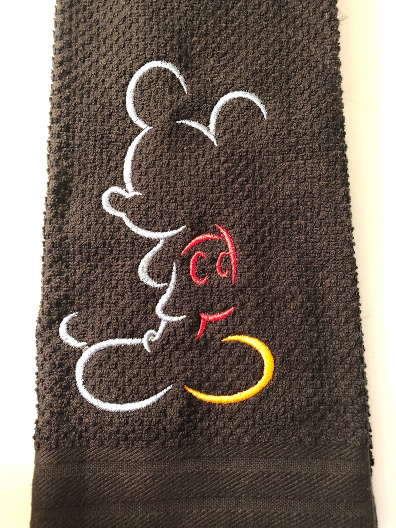 Mickey Mouse Inspired Embroidered Hand Towel or Bath Towel Set Etsy