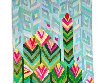 Kunstquilt tulpen, abstracte wanddecoratie, woondecoratie