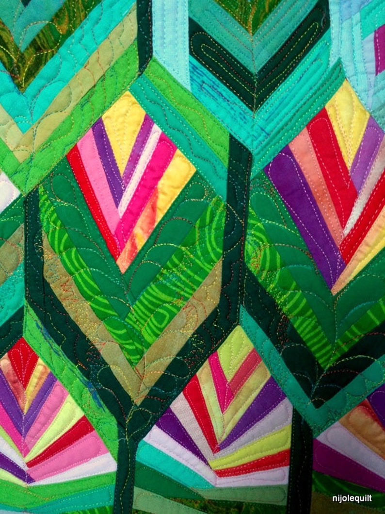 Art Quilt Tulips Art Deco Abstract Quilt Wall Hanging Wall Etsy