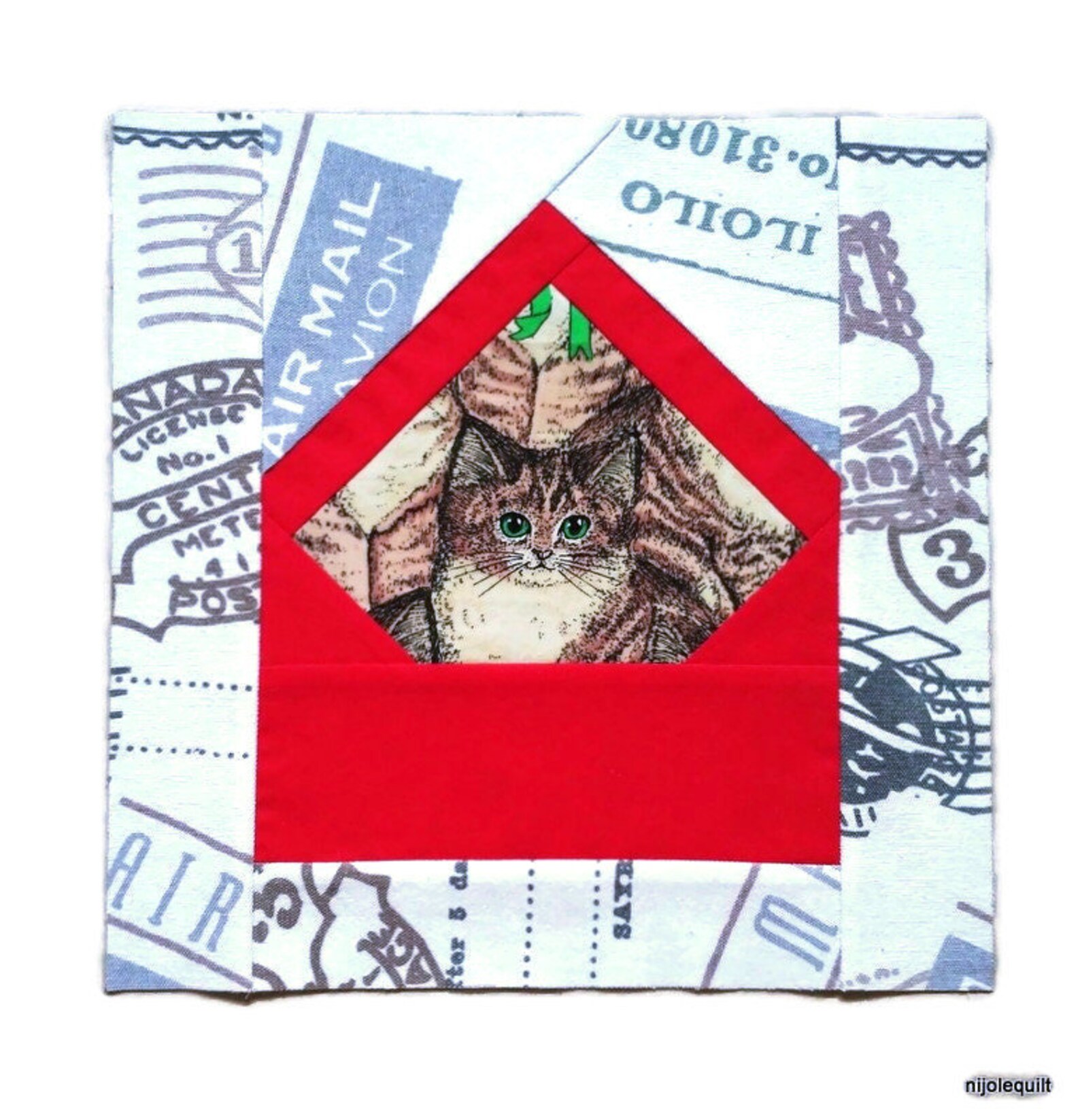 Envelope Quilt Pattern, Quillt Block, Envelope Quilt Block, Fabric Block, Envelope Quilt