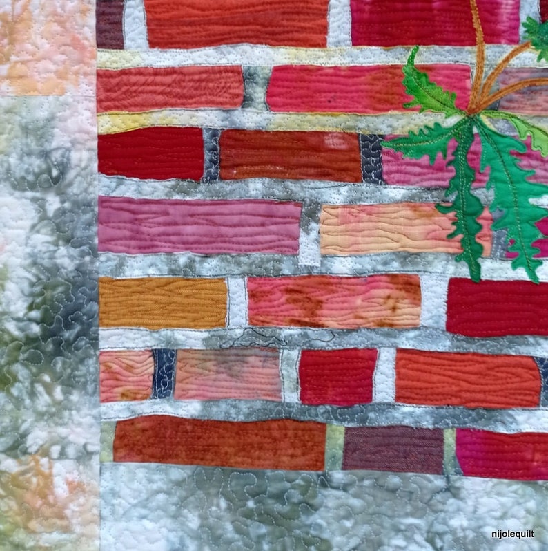 Wall Hanging Quilt, Art Quilt, Bricks Wall Quilt, Modern Wall Art