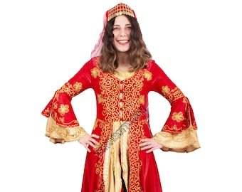 Red Bindalli Turkish Ethnic Folkloric Wedding Woman Dance Costume A25327