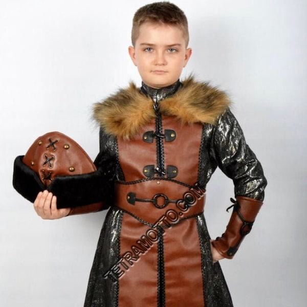 Ertugrul Braun Leder Kostüm für Kinder a25187