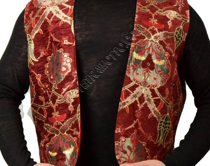 CARPET TURKISH VEST carpet desen traditional coton weaving woven hand made special vest waistcoat jerkin