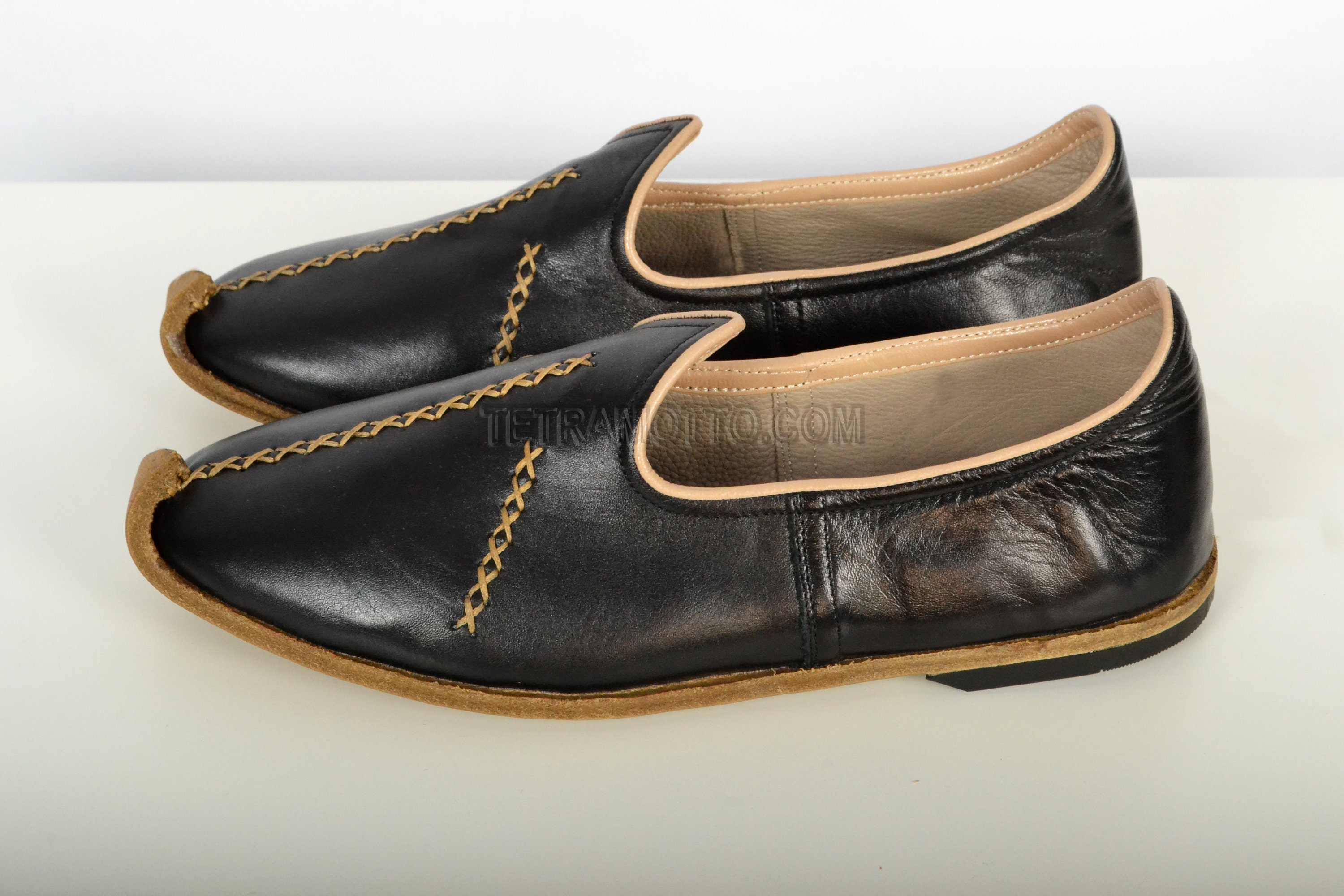 Black Yemeni Shoes Leather Handmade Handcrafted Traditional Turkish ...