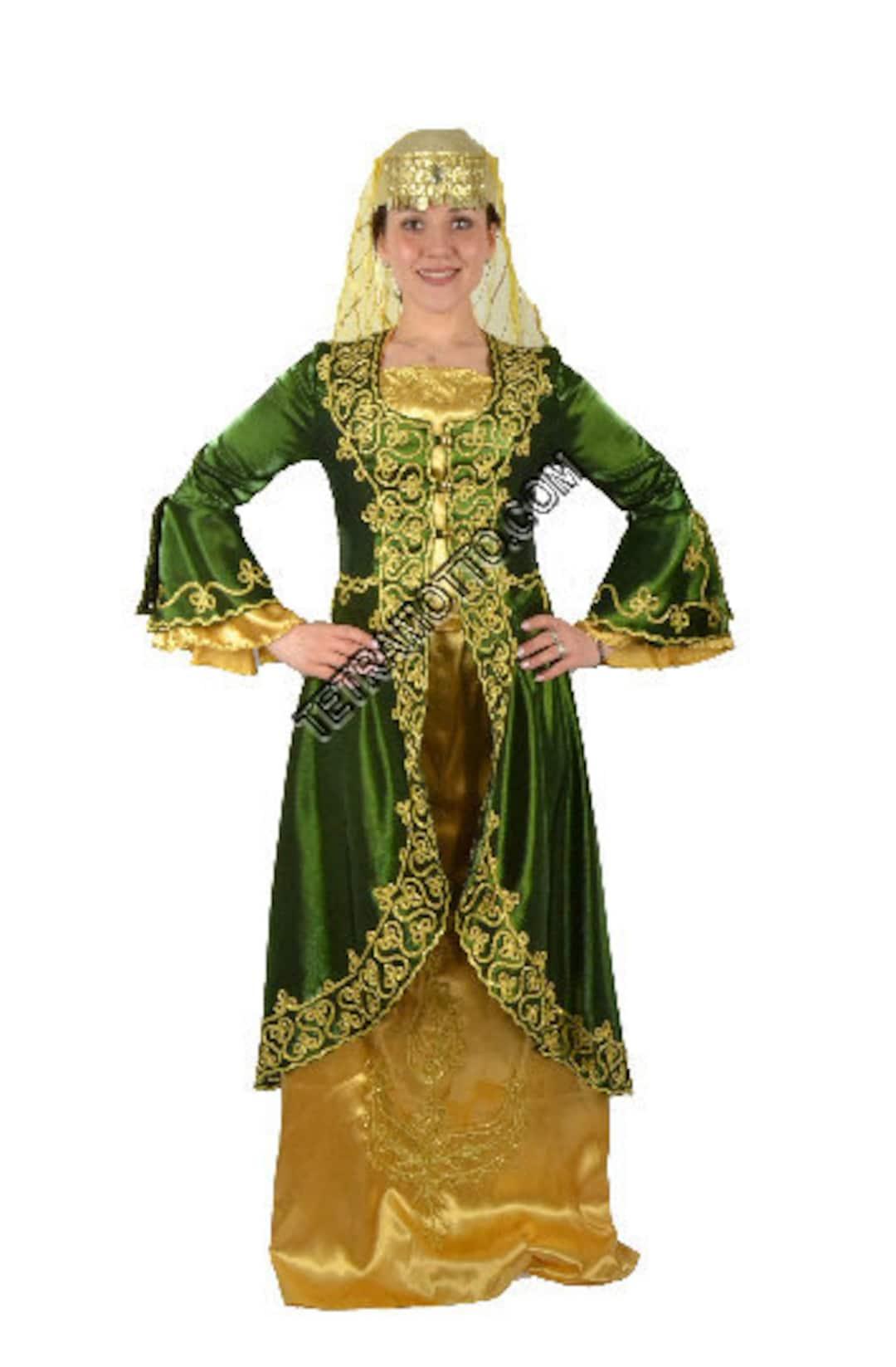 Green Bindalli Turkish Ethnic Folkloric Wedding Woman Dance Costume ...