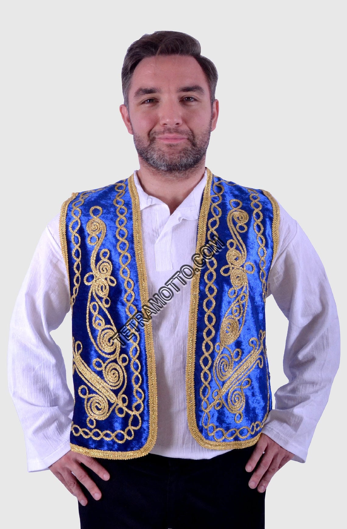 US Boys Arab Prince Fairytale Fancy Dress Genie Vest Golden Open Front  Waistcoat
